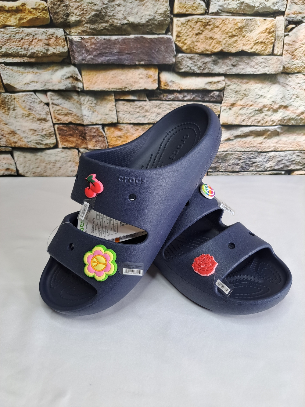 CROCS CLASSIC SLIDE SANDALS REMOVABLE JIBBITZ CHARMS UNISEX in BLEÙ MARINE NEW - Picture 15 of 16
